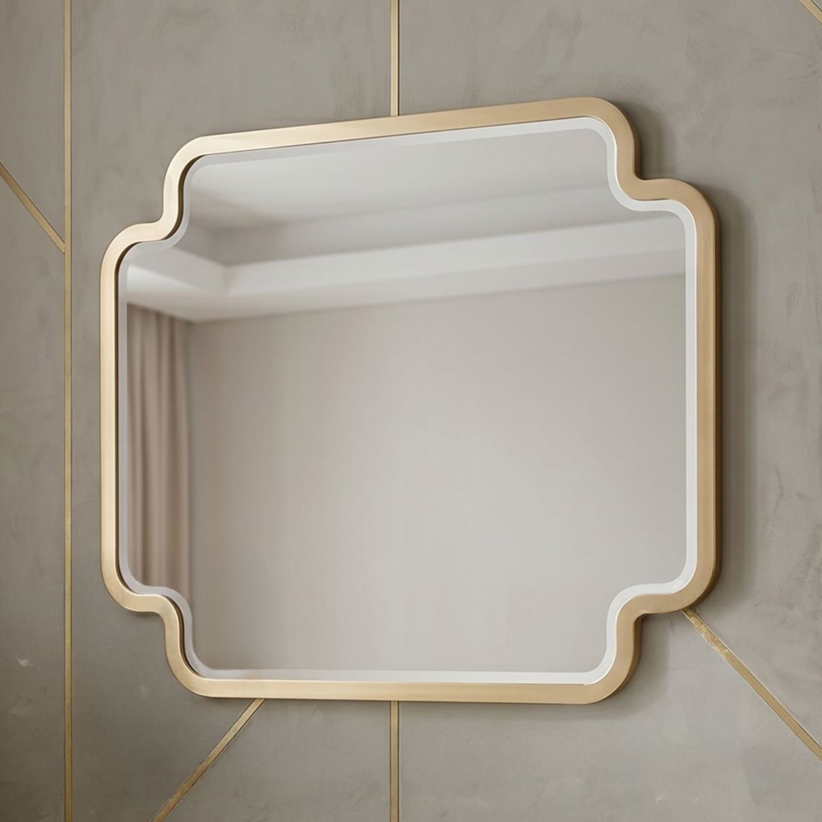 Sculpted-Frame Bedroom Mirror with Gold Accents — view 3