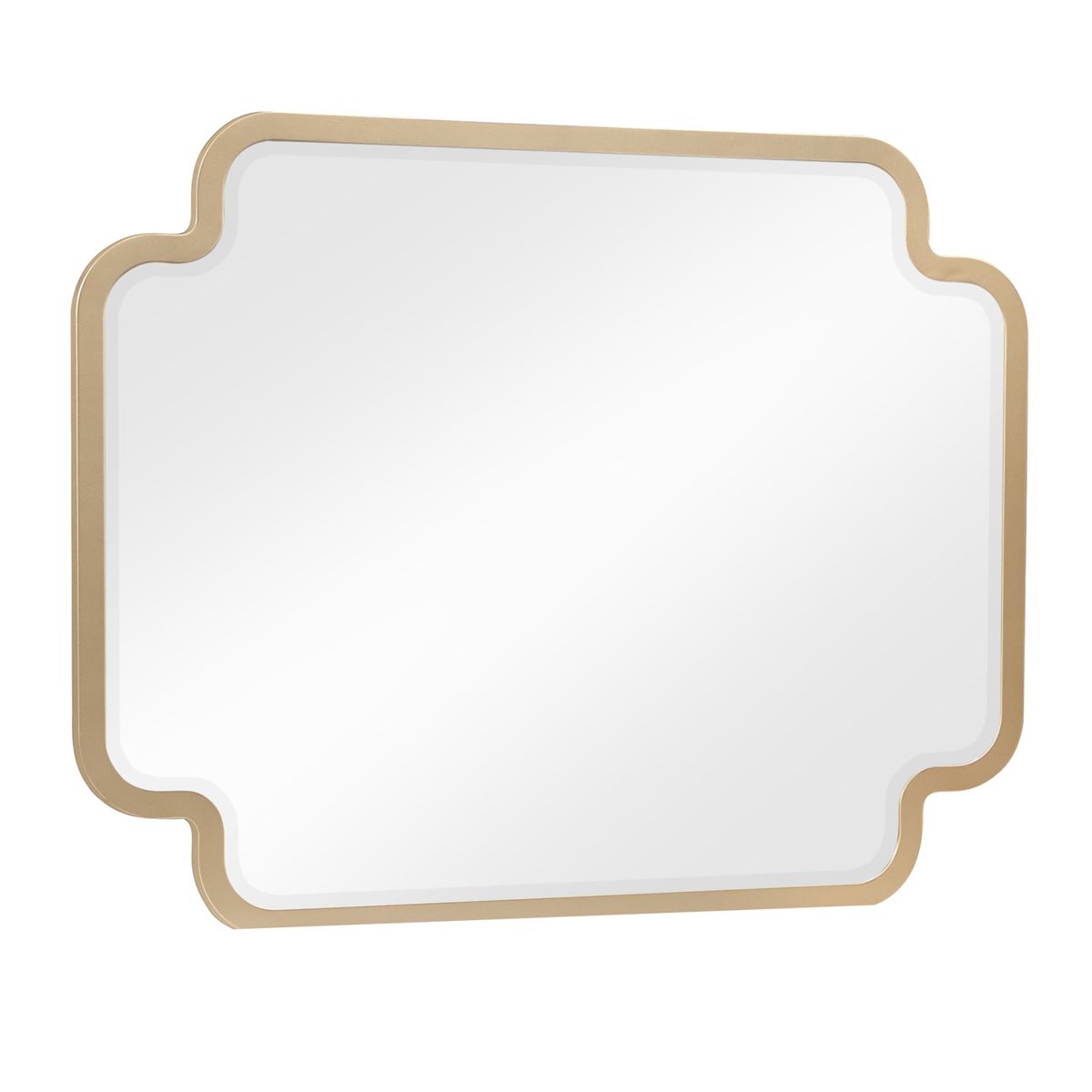 Sculpted-Frame Bedroom Mirror with Gold Accents