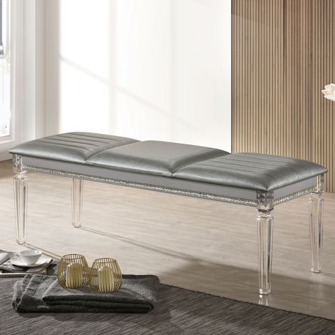 Mirror-Accent Bench with Acrylic Legs