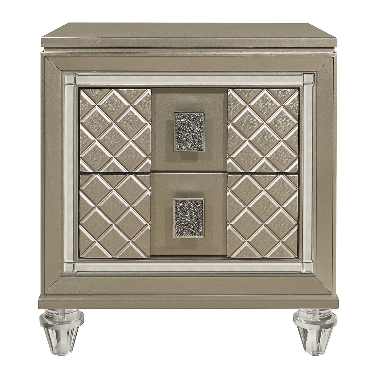 Two-Drawer Nightstand with Beveled Mirror Trim — view 2