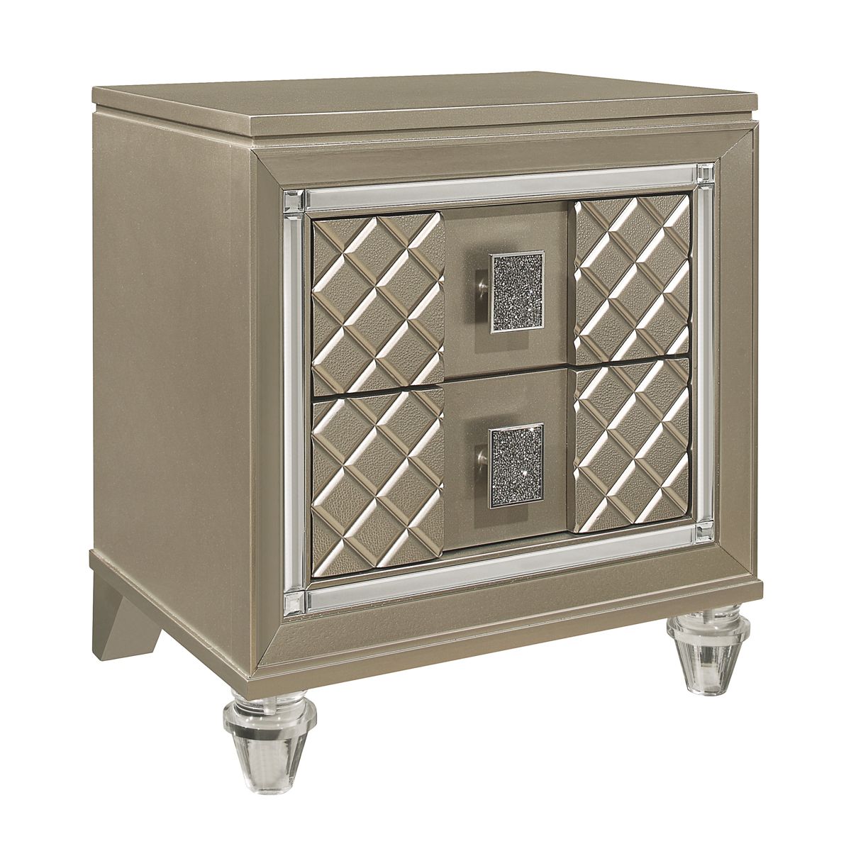 Two-Drawer Nightstand with Beveled Mirror Trim — view 3