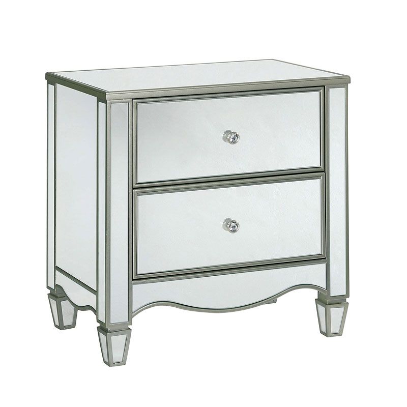 Ornate Mirrored Nightstand with Curved Feet — view 3