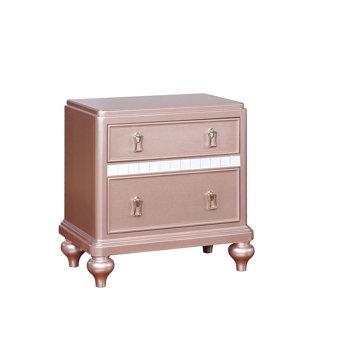 Two-Drawer Nightstand with Mirror Accent Panels — view 3