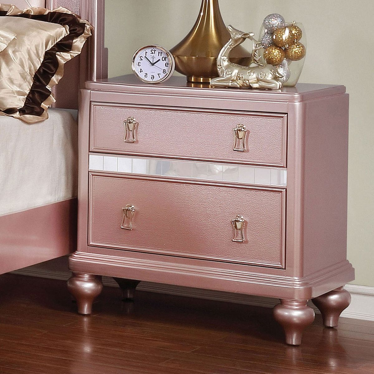 Two-Drawer Nightstand with Mirror Accent Panels — view 4