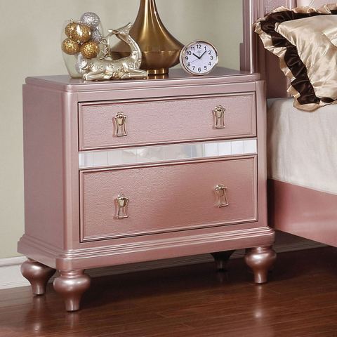 Two-Drawer Nightstand with Mirror Accent Panels