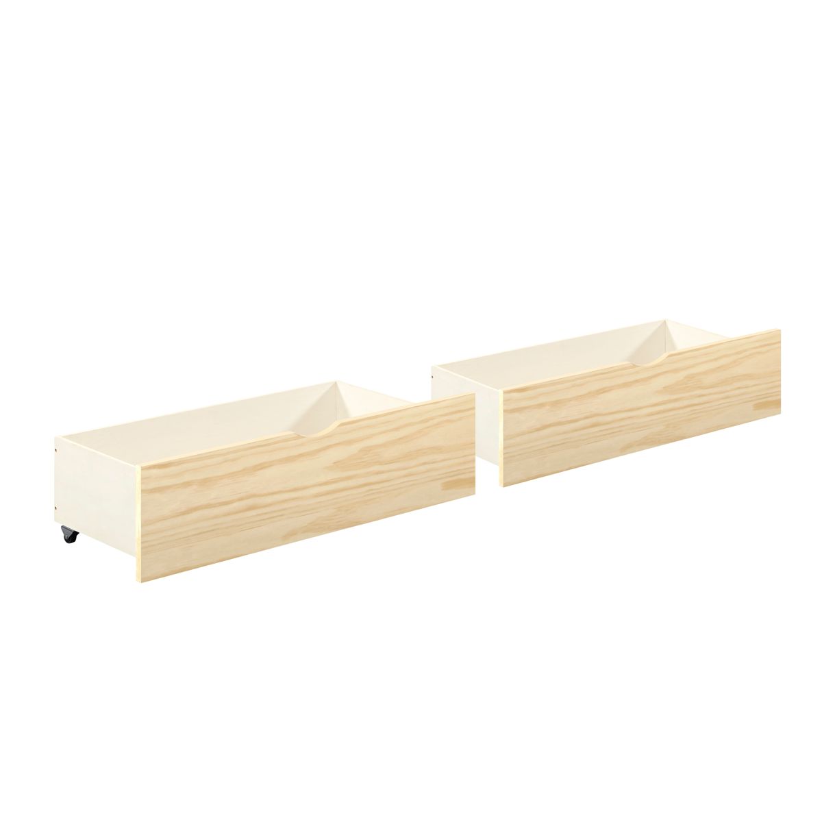 Pine-Finish Under-Bed Storage Boxes, Set of 2