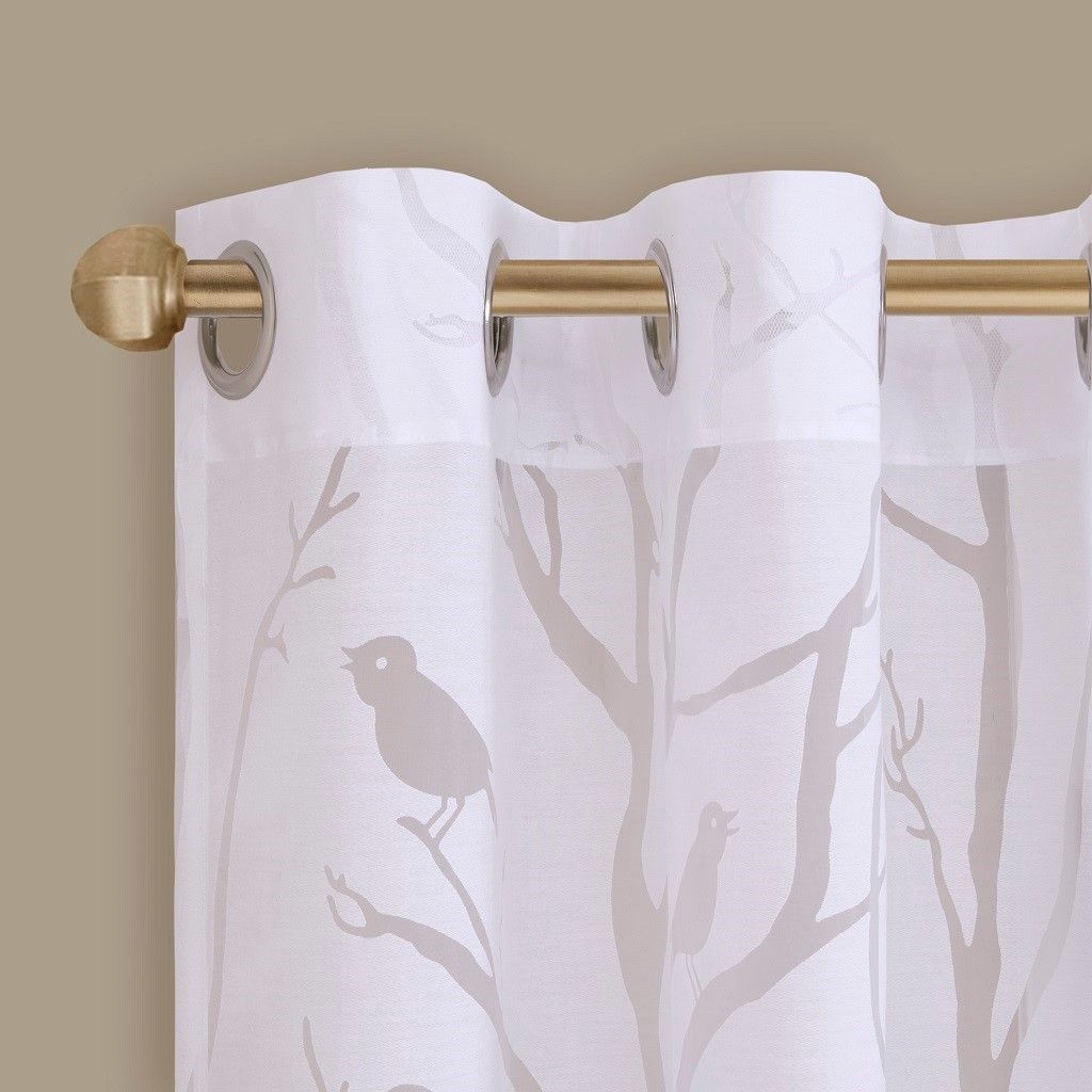 50 x 84-Inch Sheer Bird Burnout Curtain Panel — view 3