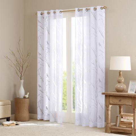 50 x 84-Inch Sheer Bird Burnout Curtain Panel