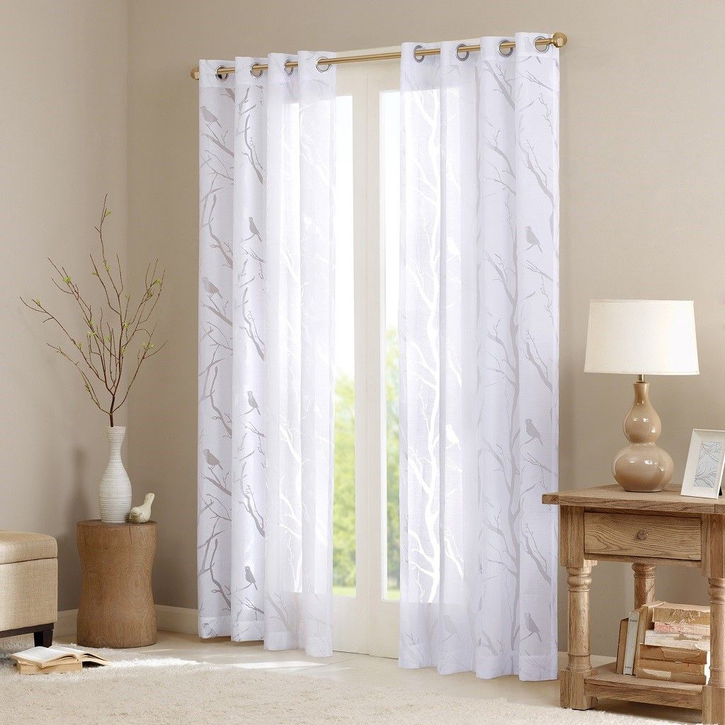 50 x 84-Inch Sheer Bird Burnout Curtain Panel
