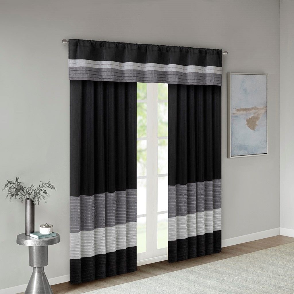 50 x 84-Inch Colorblock Pintuck Curtain Panel