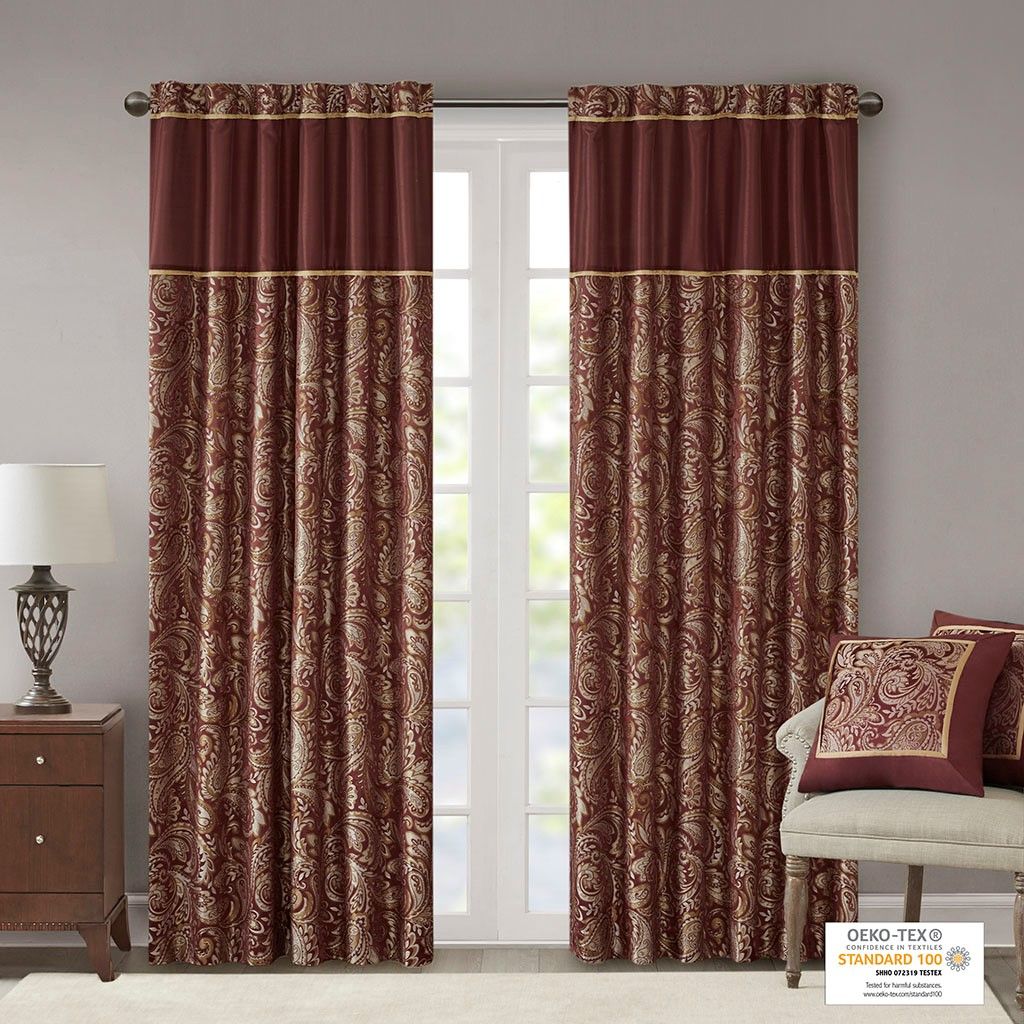 84-Inch Paisley Jacquard Curtain Panel Pair — view 2