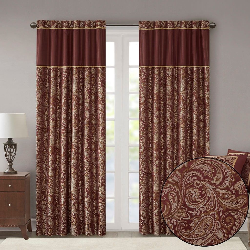 84-Inch Paisley Jacquard Curtain Panel Pair — view 3