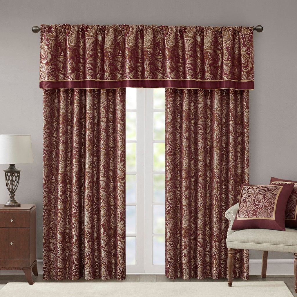 84-Inch Paisley Jacquard Curtain Panel Pair — view 4