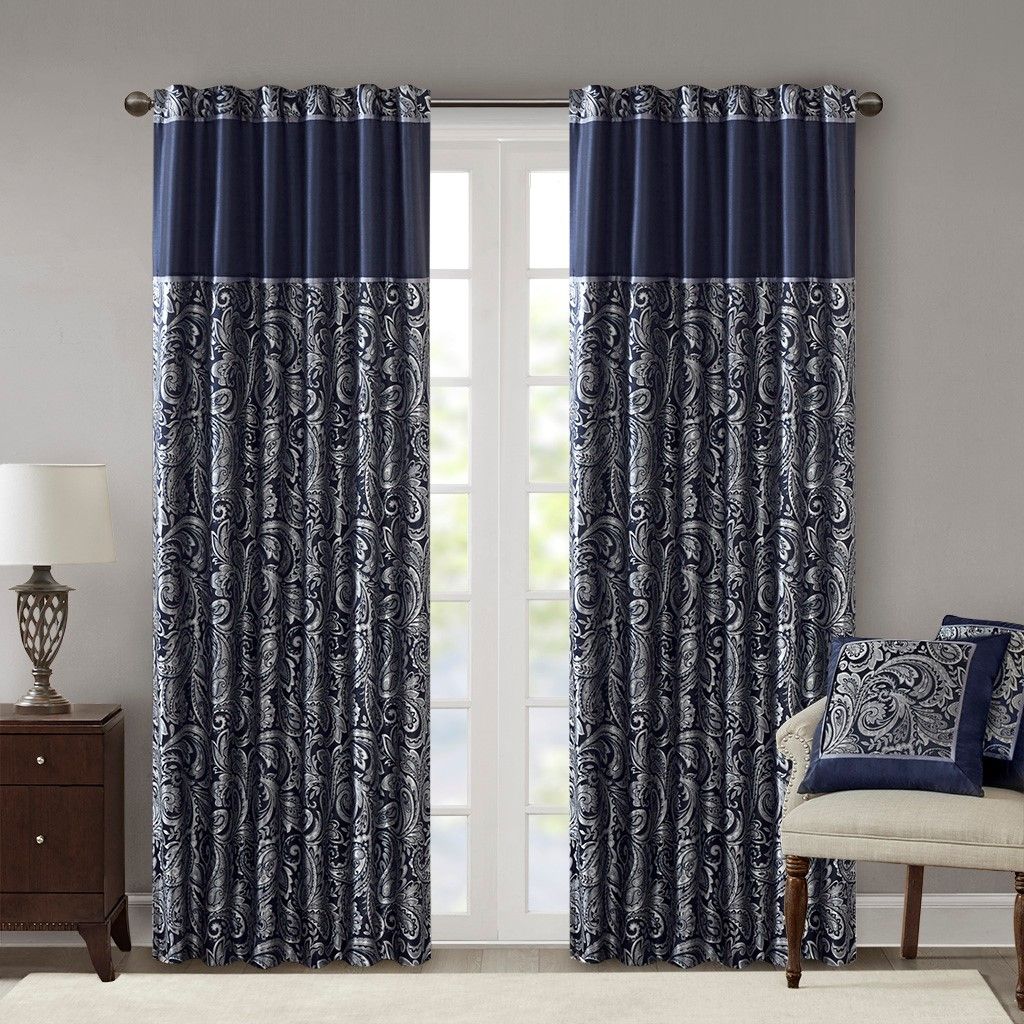 95-Inch Paisley Jacquard Curtain Panel Pair — view 3