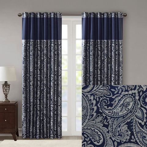 95-Inch Paisley Jacquard Curtain Panel Pair