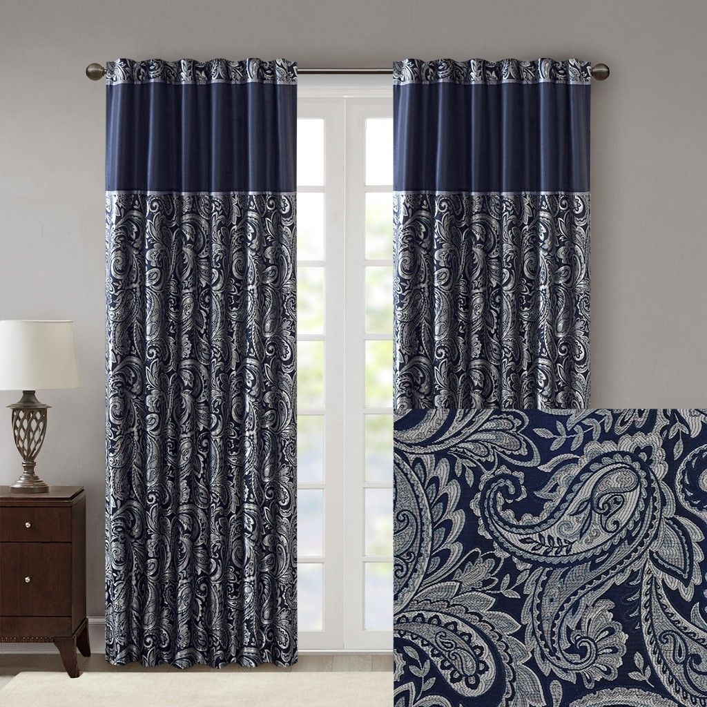 95-Inch Paisley Jacquard Curtain Panel Pair