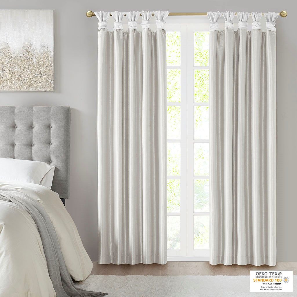 White Twist Tab Blackout Curtain Panel — view 4