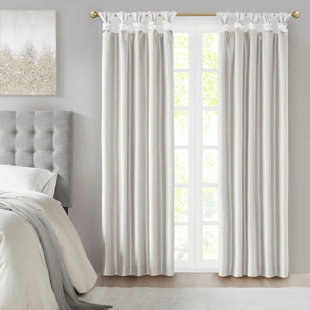 White Twist Tab Blackout Curtain Panel
