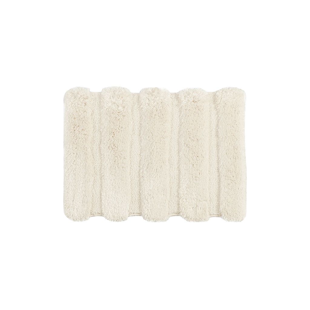 17 x 24-Inch High-Low Stripe Bath Rug, Wheat