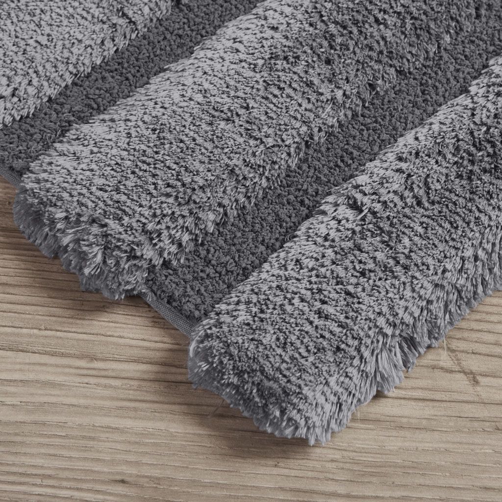 17 x 24-Inch High-Low Stripe Bath Rug, Grey — view 3