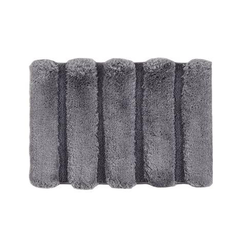 17 x 24-Inch High-Low Stripe Bath Rug, Grey