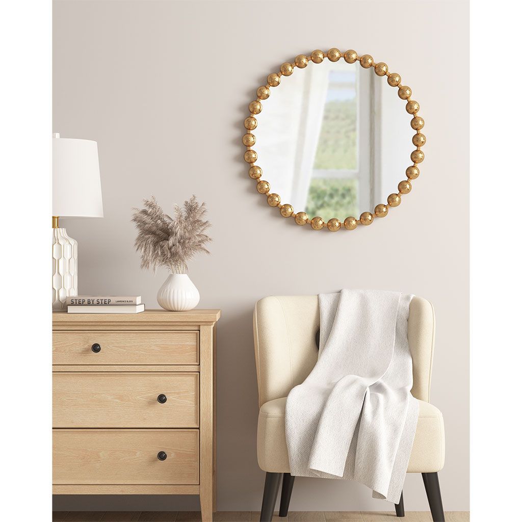 27-Inch Beaded Round Wall Mirror