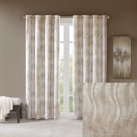 Wavy Jacquard Grommet Blackout Curtain Panel — view 1