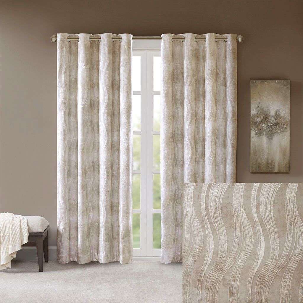Wavy Jacquard Grommet Blackout Curtain Panel