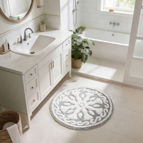 25-Inch Round Medallion Cotton Bath Rug