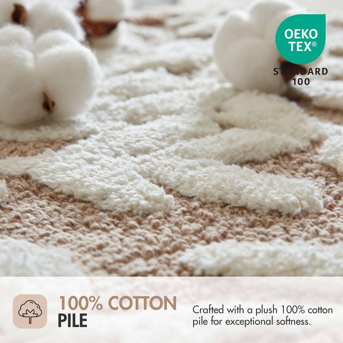21 x 34-Inch Floral Cotton Bath Rug, Mushroom — view 2