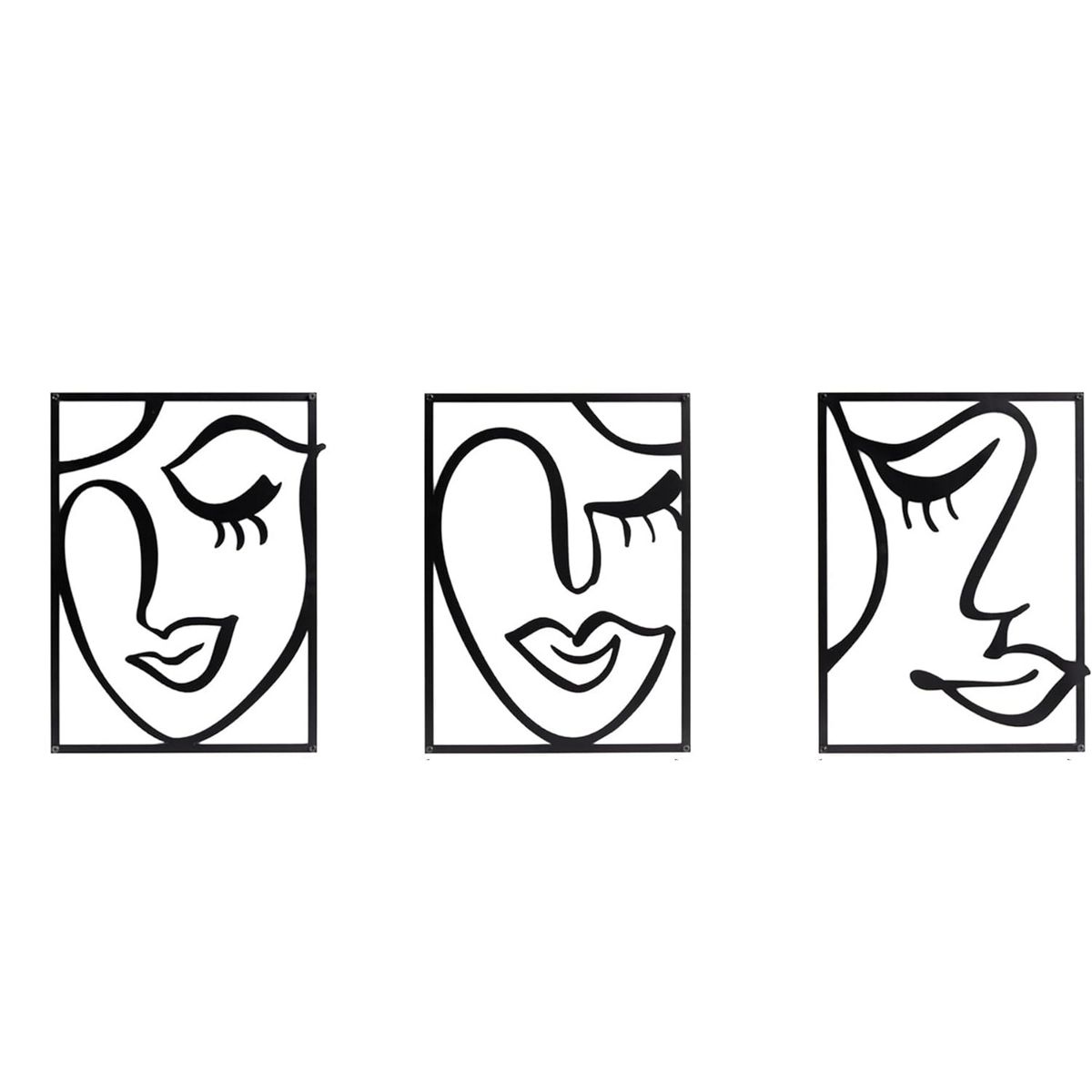 Abstract Face Metal Wall Art, Set of 3