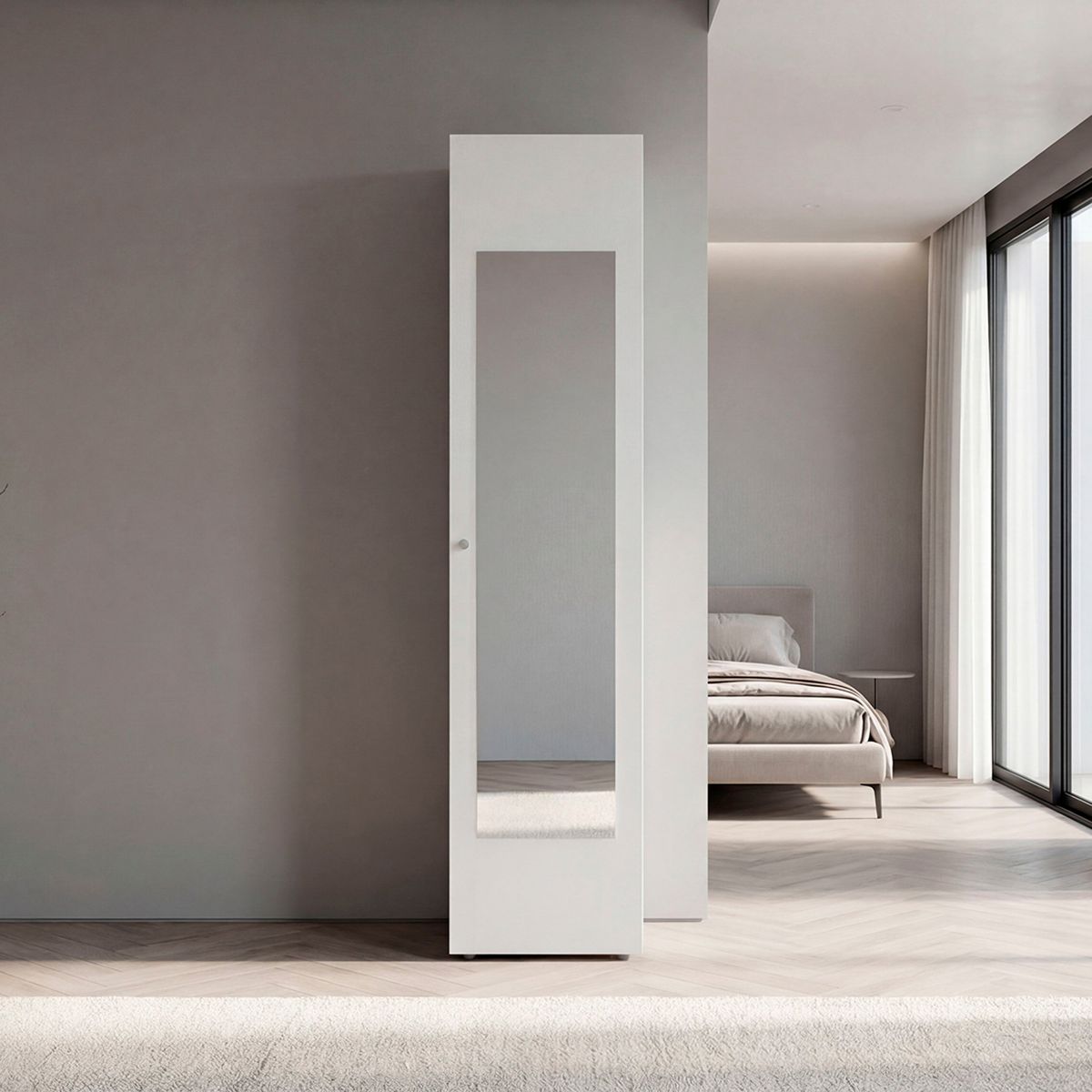 Storage Cabinet with Full-Length Mirror Door