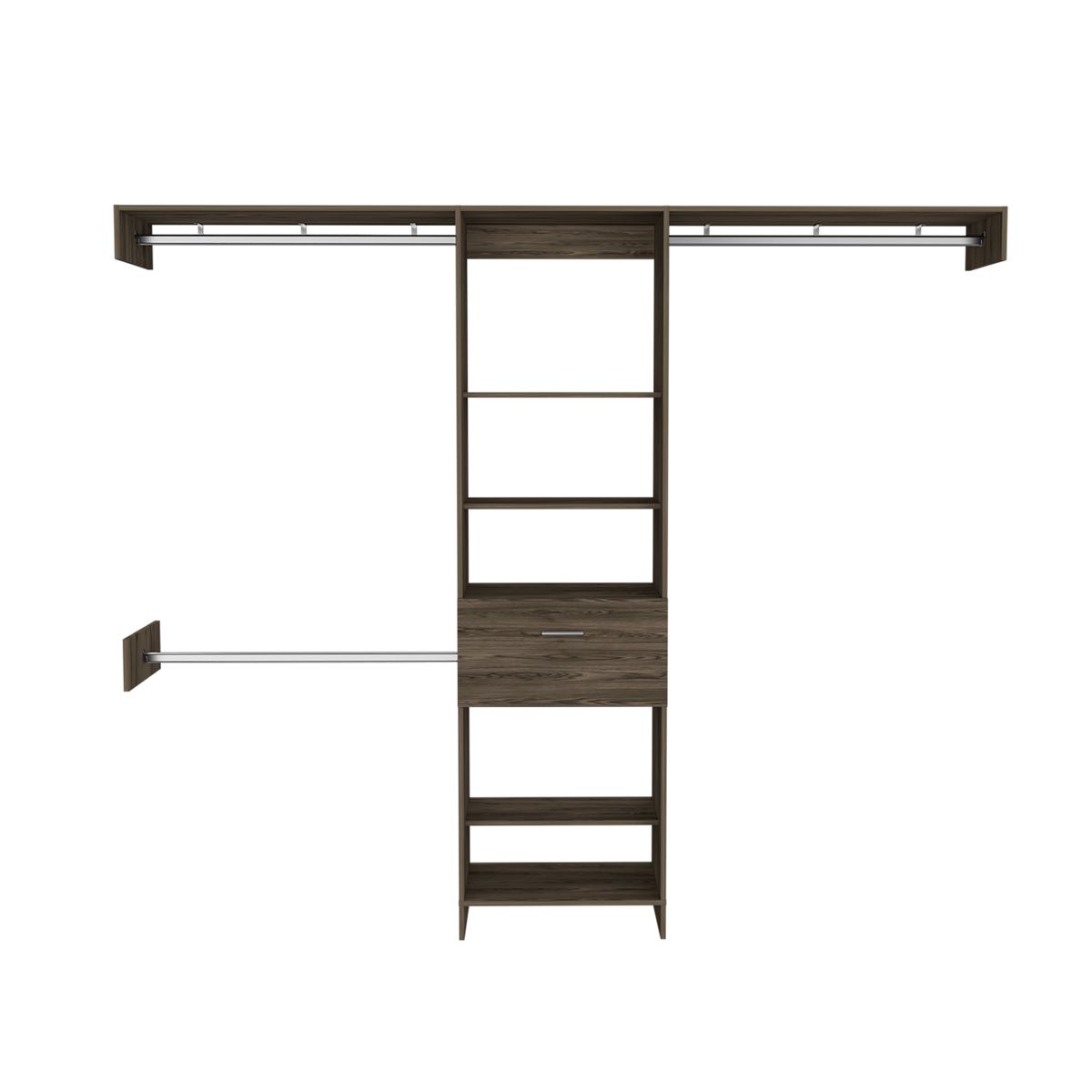 4-Shelf Closet System with Drawer, Dark Walnut — view 4
