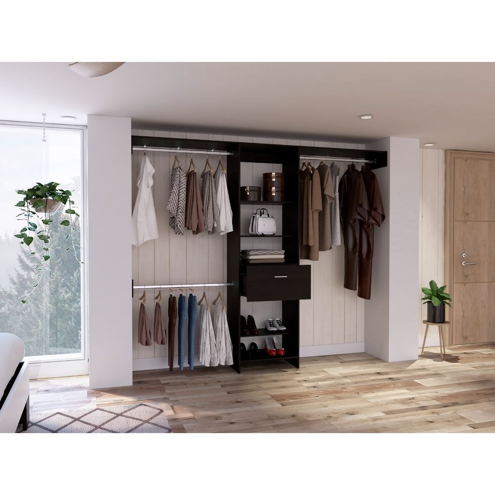 4-Shelf Closet System with Drawer, Wenge — view 3