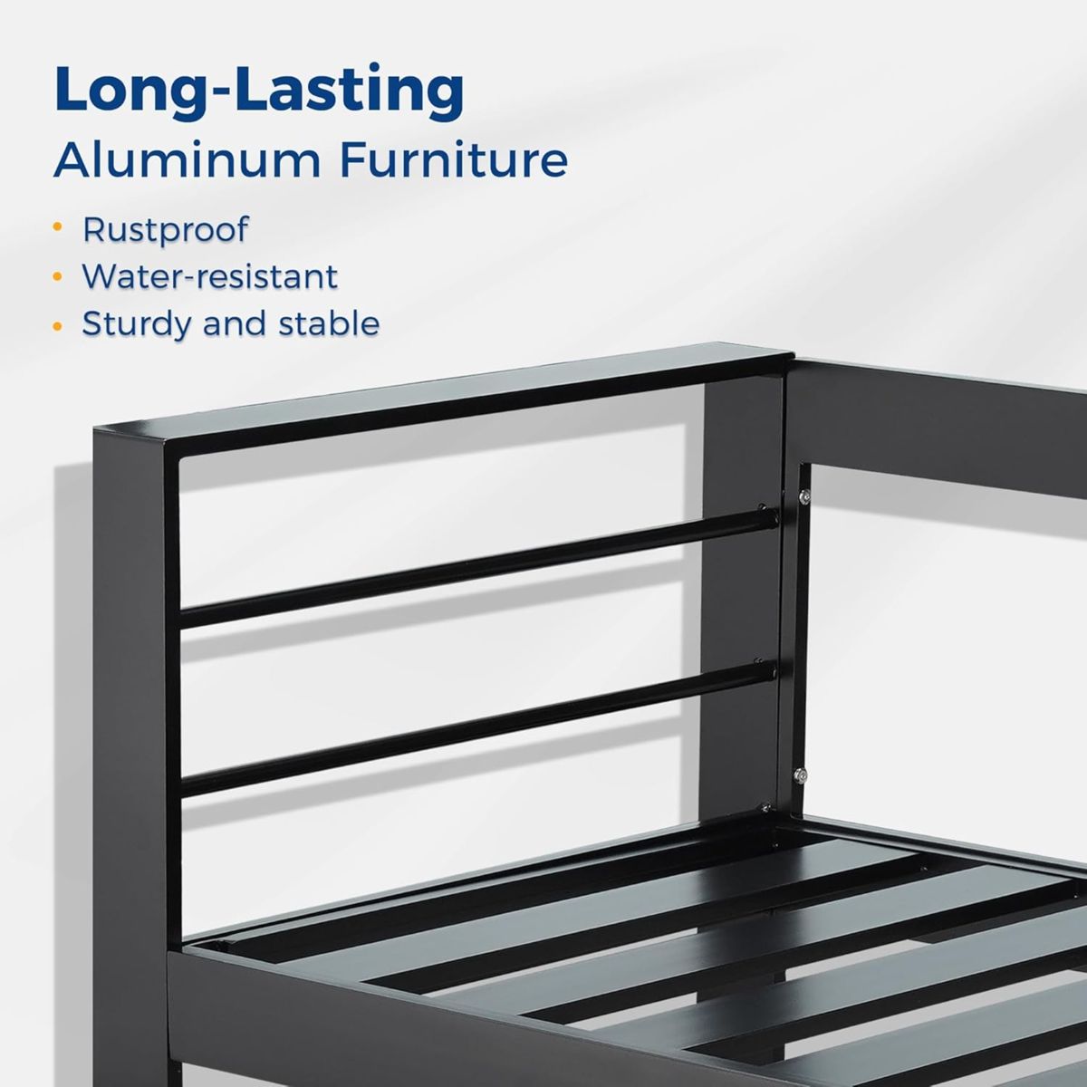 50-Inch Aluminum Patio Loveseat with Cushions — view 2