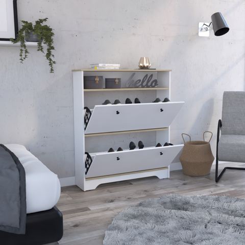 Shoe Rack with 2 Extendable Cabinets