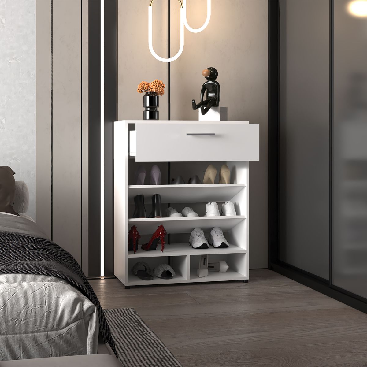 5-Shelf Shoe Rack with Door — view 2