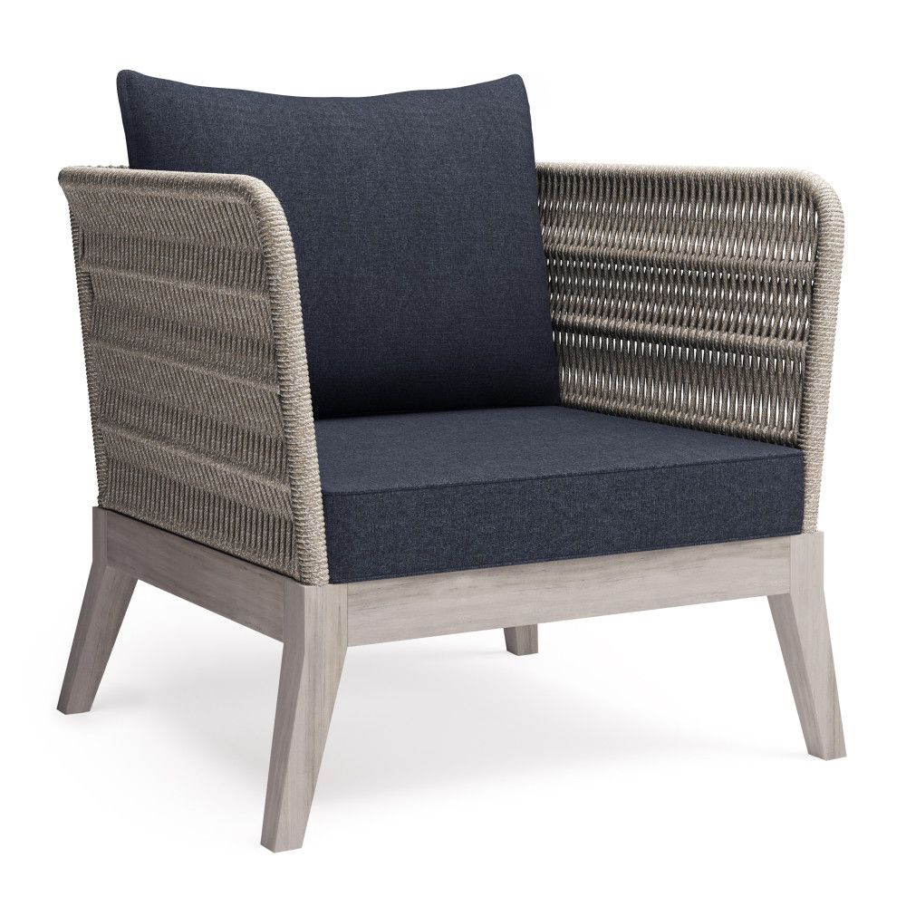 Rope and Acacia Outdoor Conversation Chair — view 2