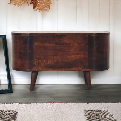 Solid Mango Wood Rounded Blanket Box — view 1