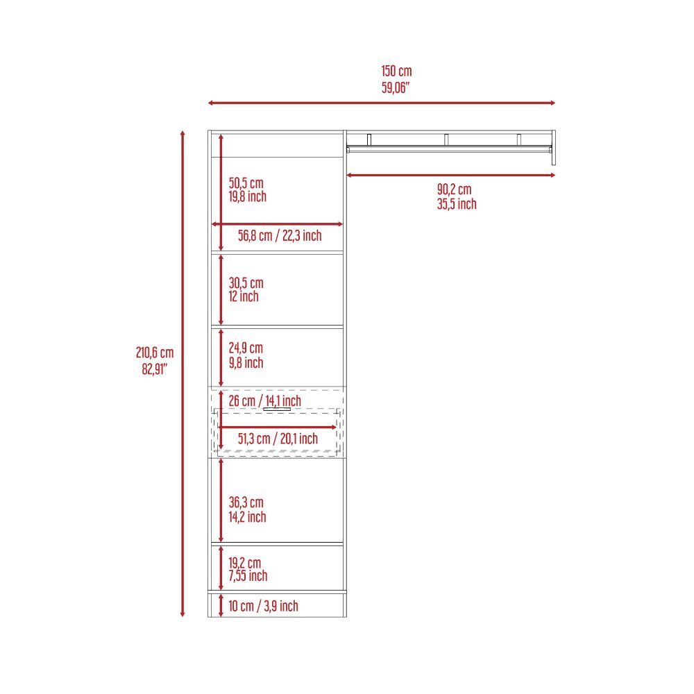 5-Shelf Closet System with Drawer and Rod — view 3
