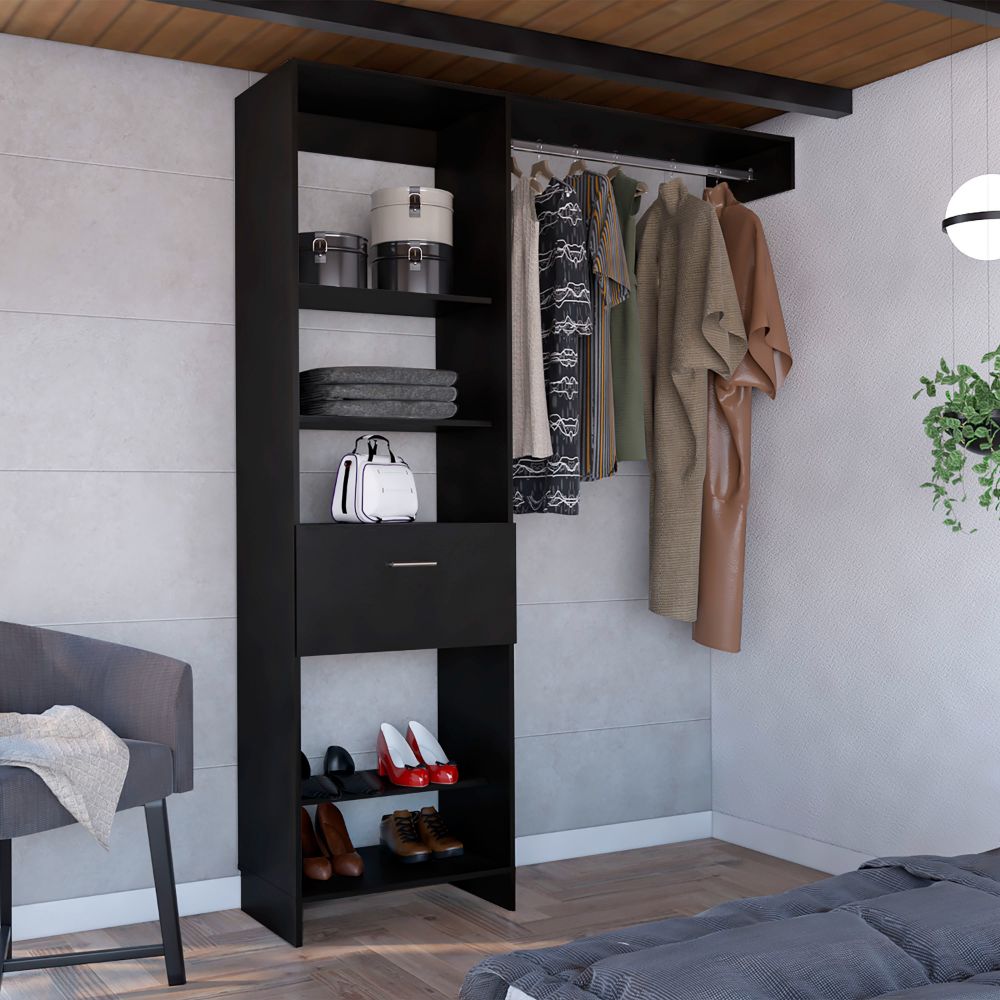 5-Shelf Closet System with Drawer and Rod