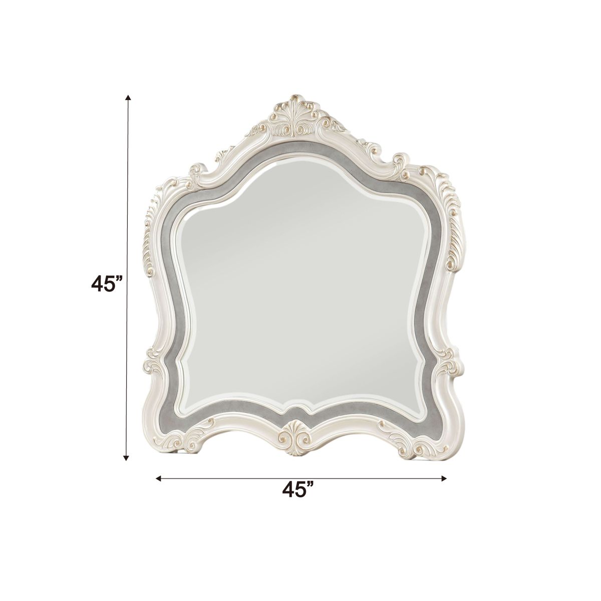 Beveled Mirror with Scrolled Trim and Crown — view 2