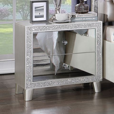 Nightstand with Two Mirrored-Front Drawers