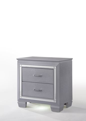 Two-Drawer Mirror-Accent Cabinet with LED Lights