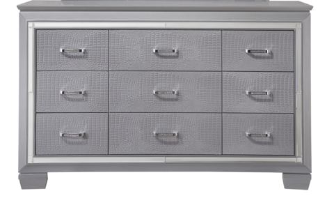 Nine-Drawer Dresser with Beveled Mirror Accents