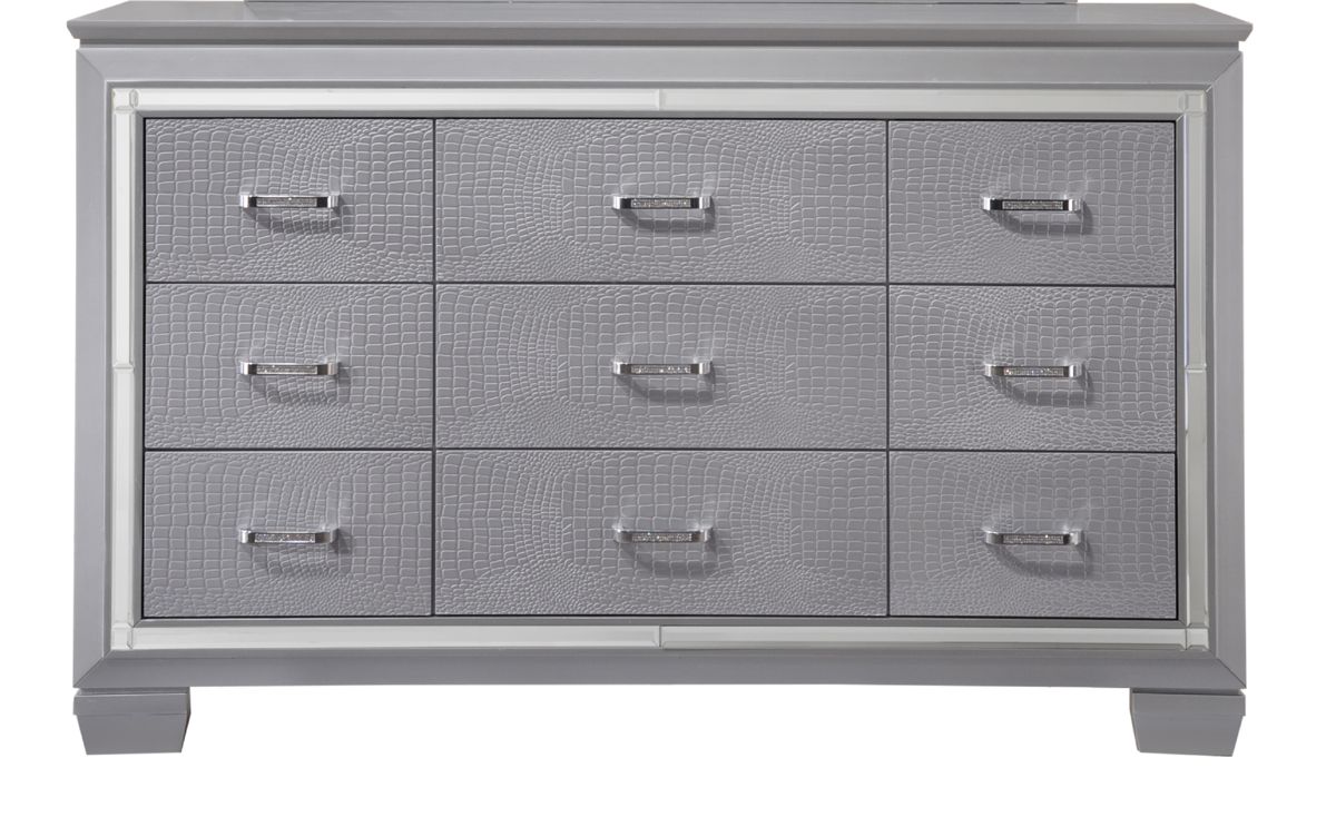 Nine-Drawer Dresser with Beveled Mirror Accents