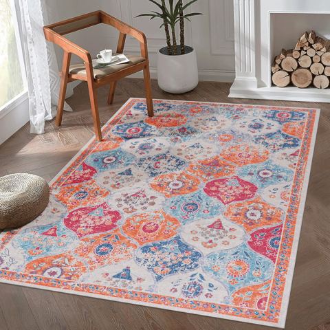 5 x 8-Foot Washable Area Rug, Cream — view 1