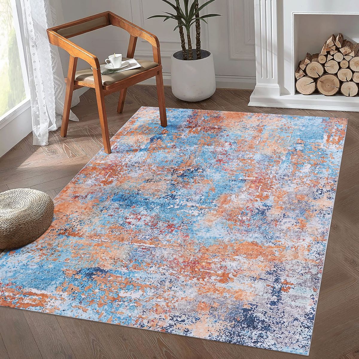 5 x 8-Foot Washable Area Rug, Multi