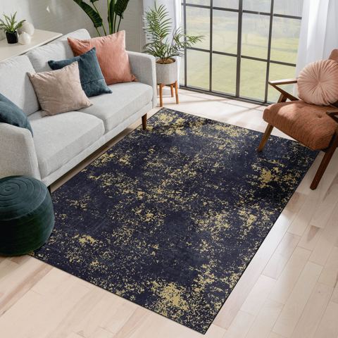 5 x 8-Foot Washable Area Rug, Black/Gold — view 1