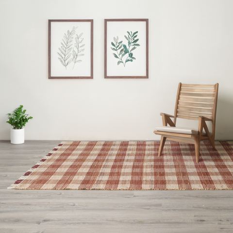 5 x 7 Ft Handwoven Jute and Cotton Plaid Rug